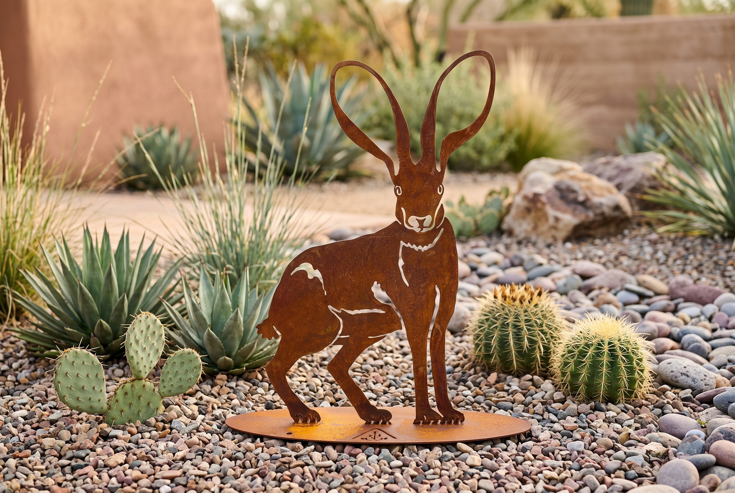 Rusted Steel Jackrabbit Sculpture