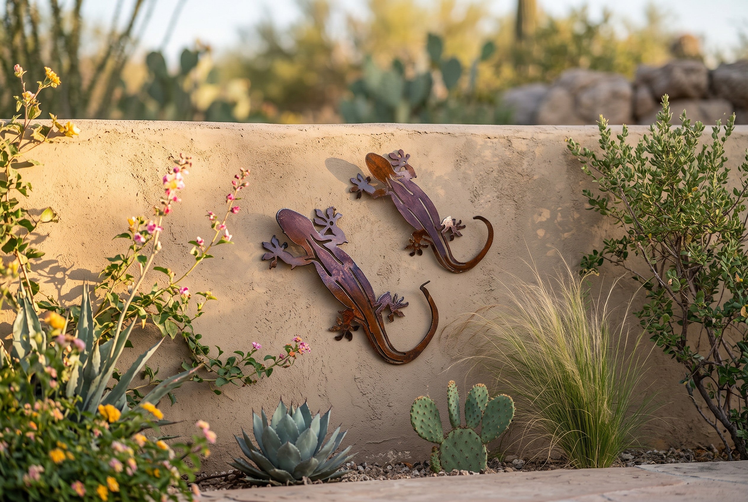 Rusted Steel Desert Lizard Wall Art