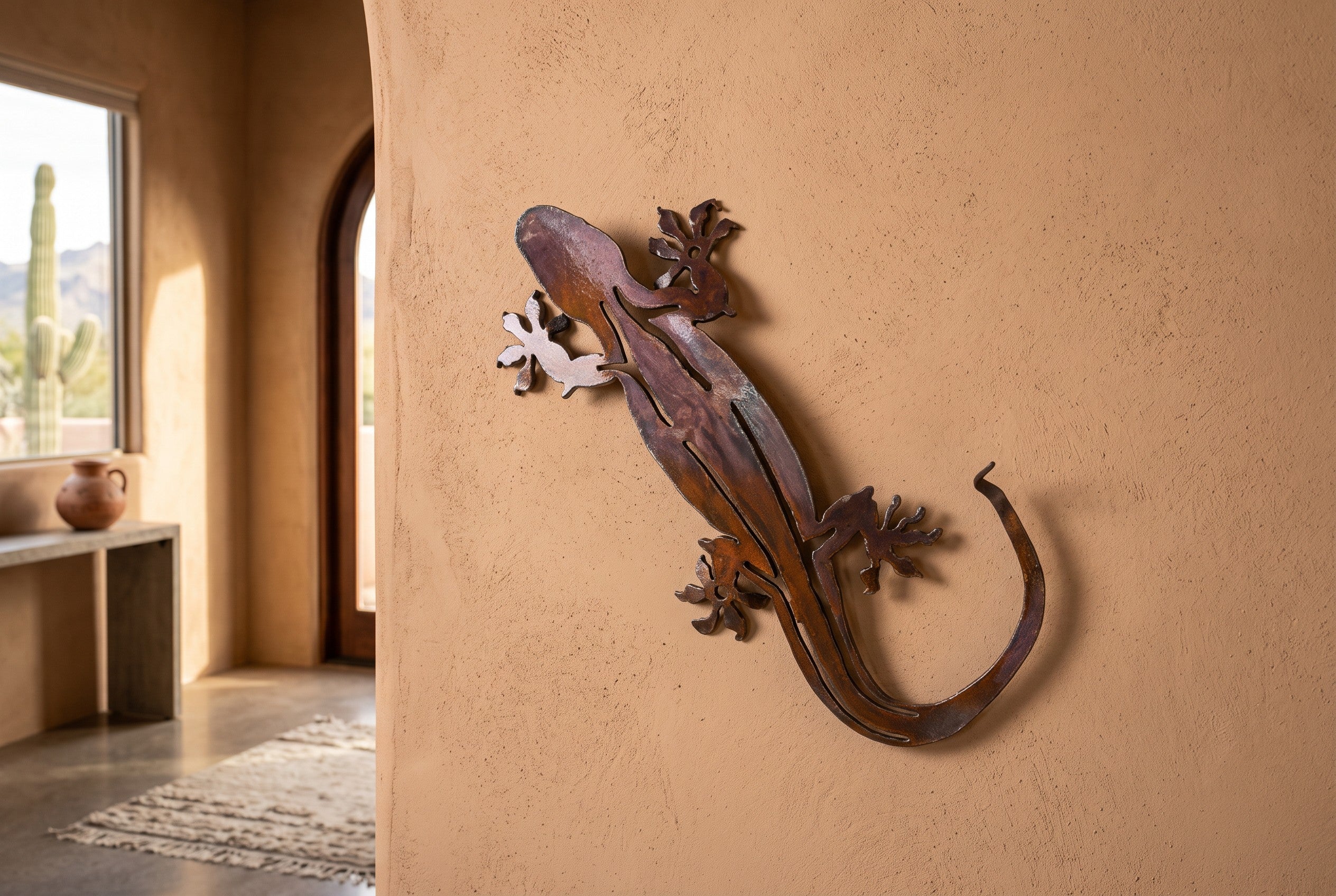 Rusted Steel Desert Lizard Wall Art