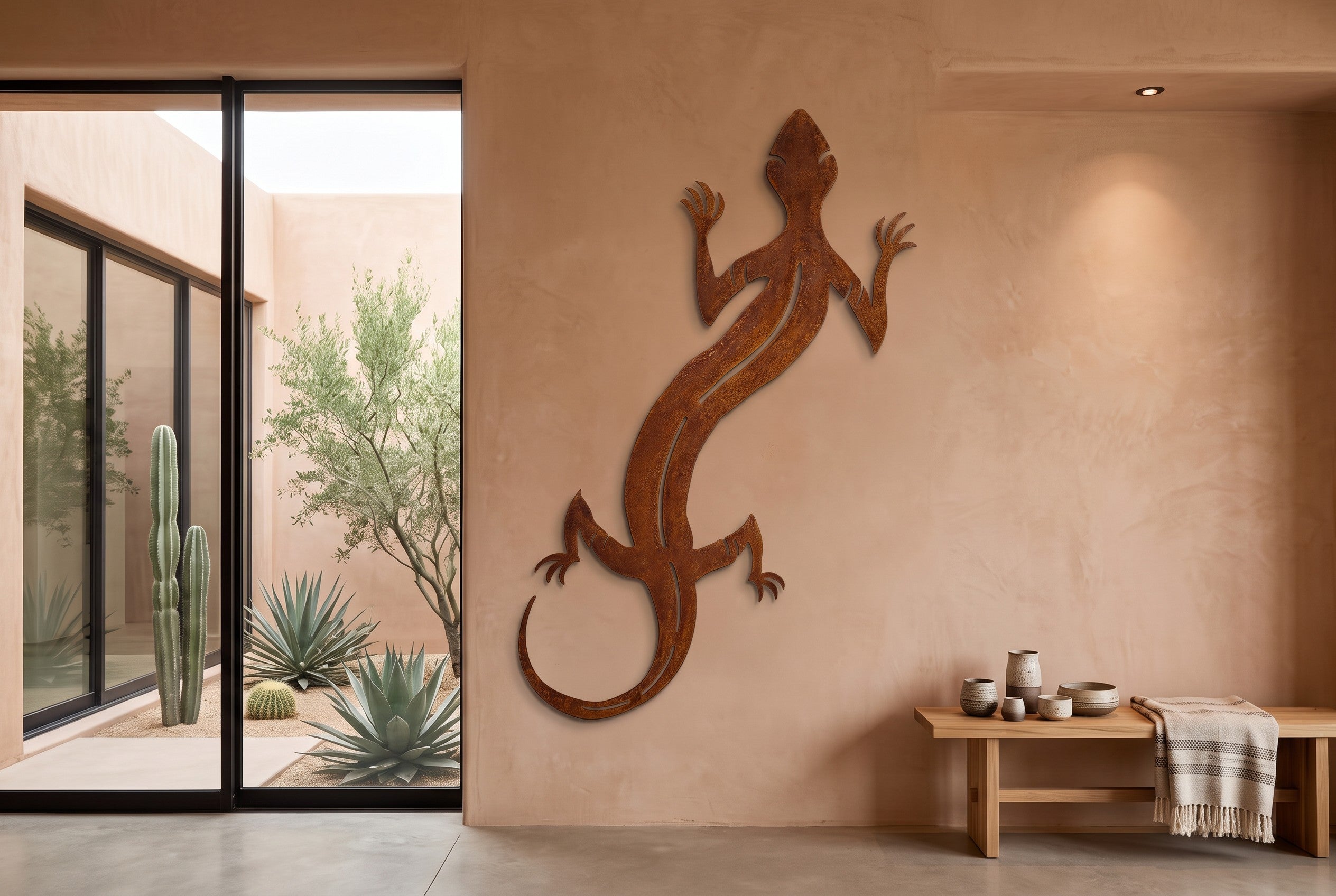 Rusted Steel Gecko Wall Art