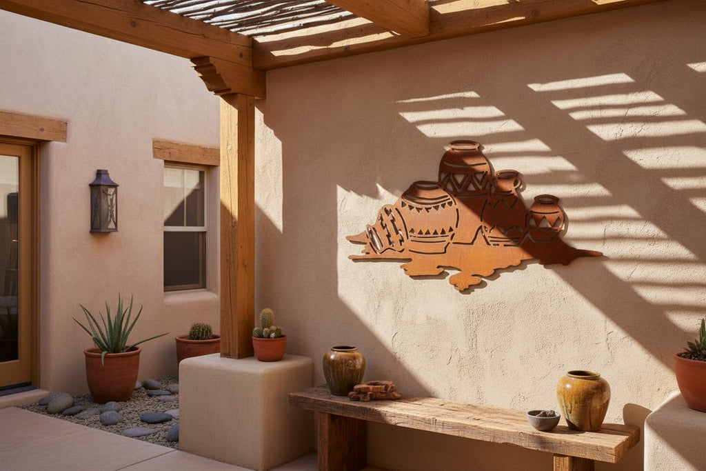 Rusted Steel Southwest Pottery Wall Art