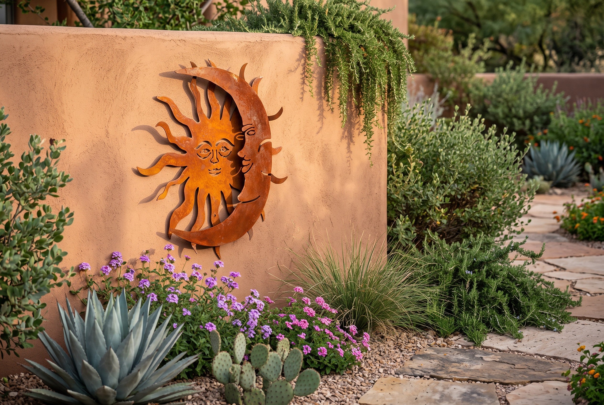 Rusted Steel Sun and Moon Wall Art