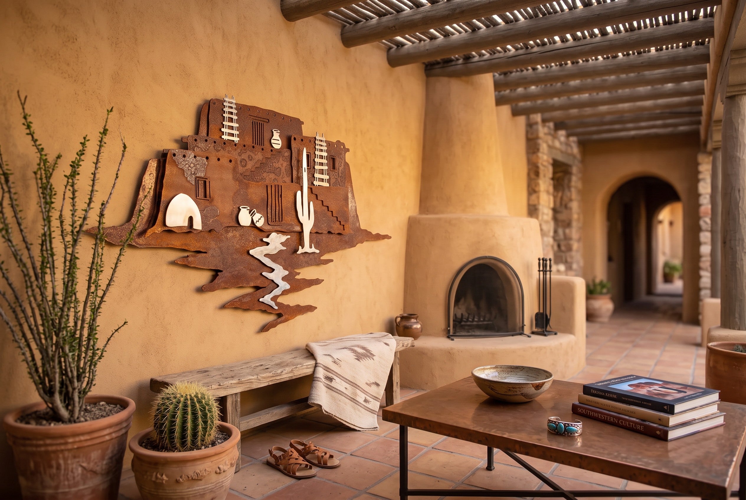 Layered Adobe Village Wall Art