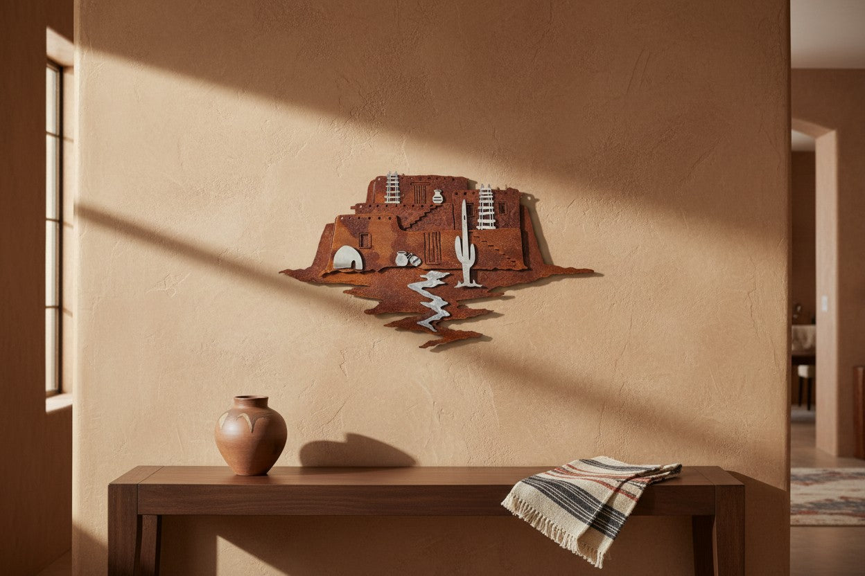 Layered Adobe Village Wall Art