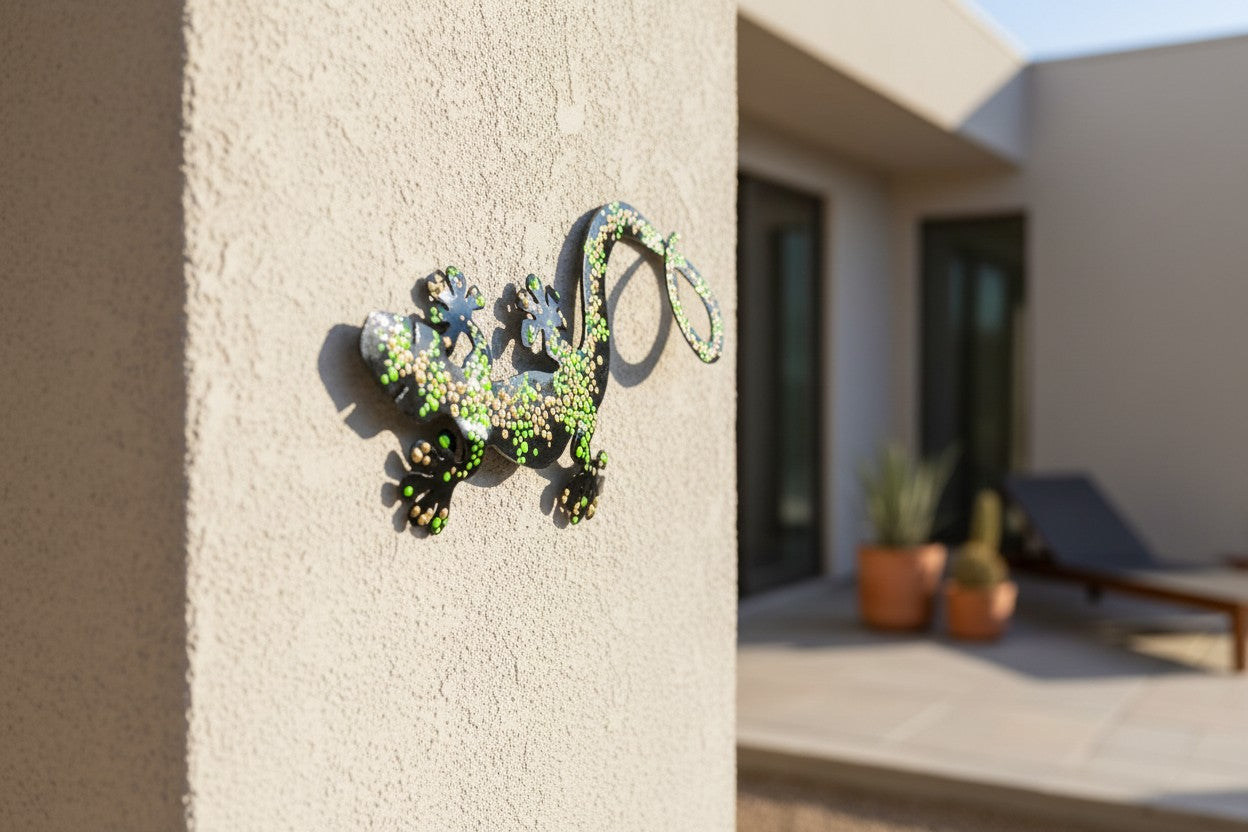 Hand-Painted Metal Gecko Wall Art