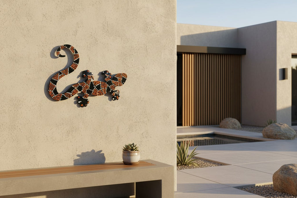 Hand-Painted Metal Gecko Wall Art