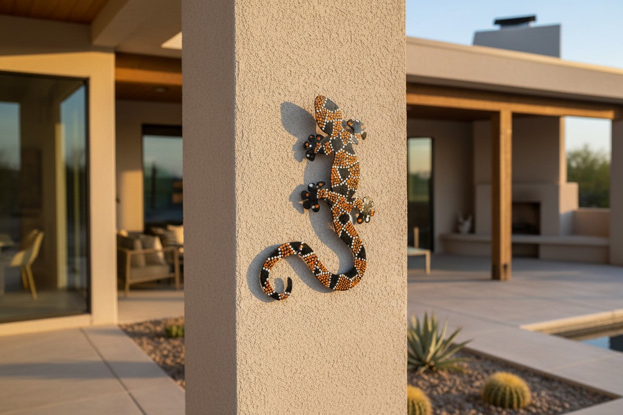 Hand-Painted Metal Gecko Wall Art