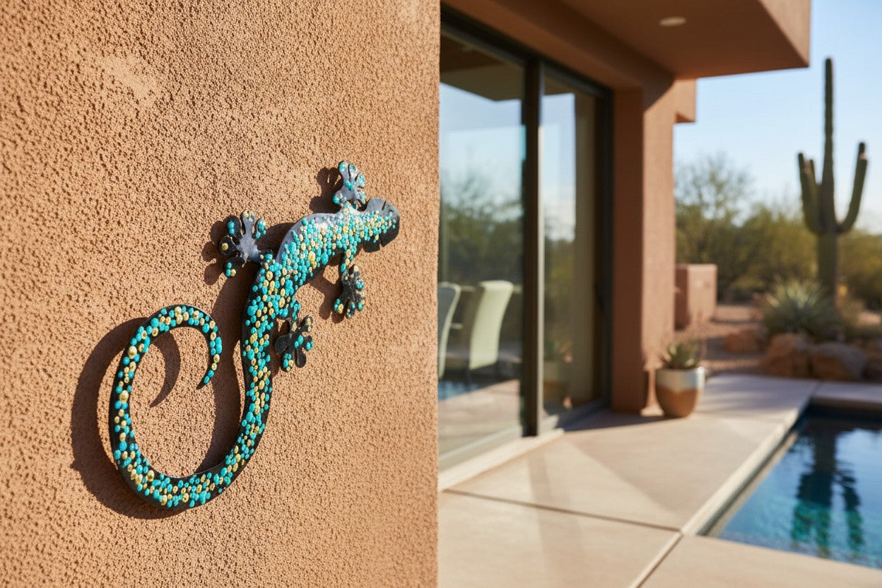 Hand-Painted Metal Gecko Wall Art