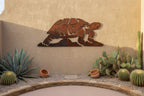 Rusted steel desert tortoise wall art in an alternate setting