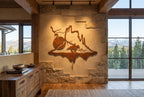 Rusted steel cowboy canyon wall art in an alternate setting