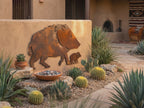 Rusted Steel Javelina and Baby Wall Art