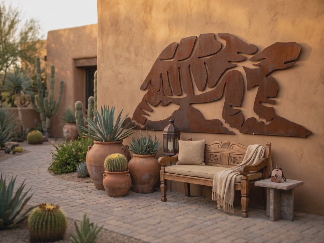 Rusted Steel Tortoise Family Wall Art