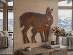 Rusted Steel Doe and Fawn Wall Art