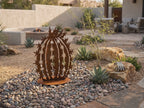 Rusted Steel Barrel Cactus Sculpture