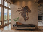 Rusted Steel Mustang Horse Head Wall Art