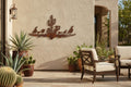 Rusted steel quail family and saguaro wall art (alternate view)